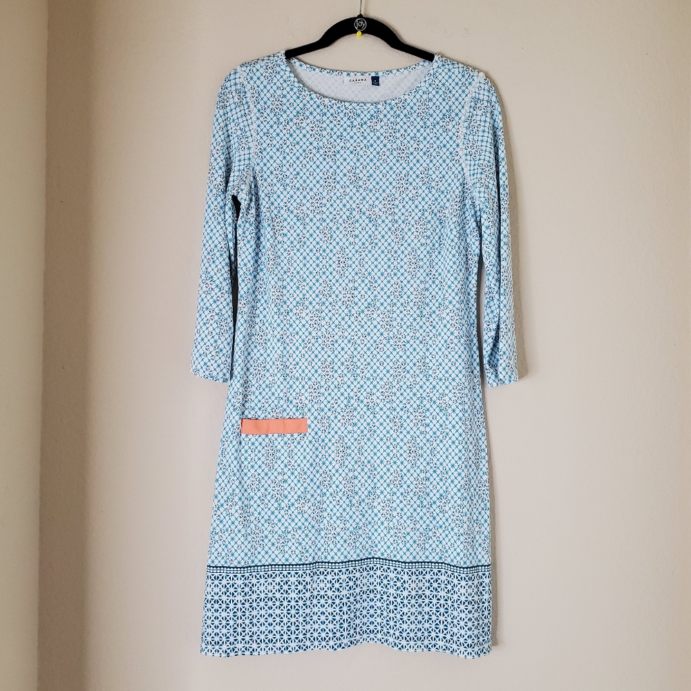 Cabana Life Womens Shift Dress Sag Harbor Blue Size M Sun Protection Outdoors